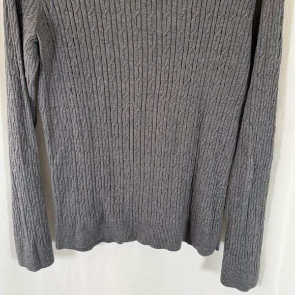 Talbots Sweater Women's Large Grey Turtleneck Cable Knit Pima Cotton - Picture 9 of 9